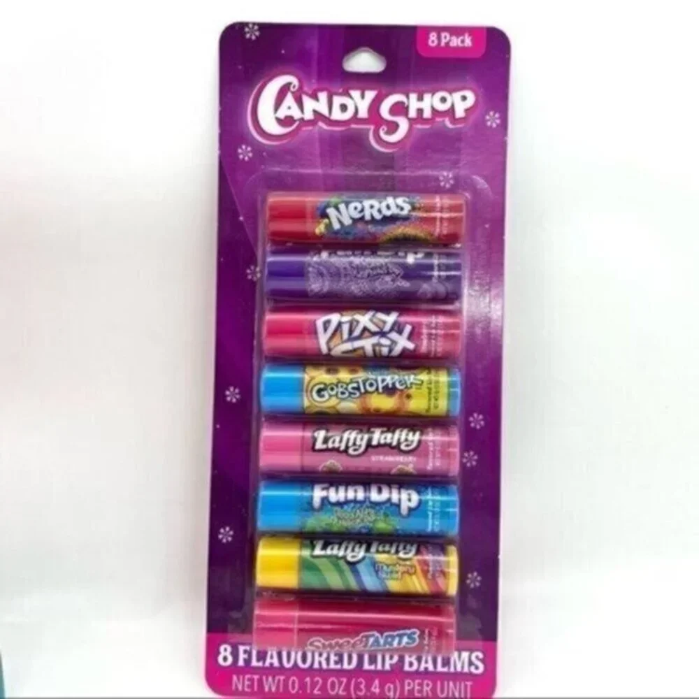 Candy Shop 8 Piece Flavored Lip Balm Set Nerds, SweeTarts, Laffy Taffy